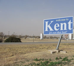 A sign in Kent welcoming those unfortunate enough to venture into its barren, unforgiving borders. A sign in Kent welcoming those unfortunate enough to venture into its barren, unforgiving borders.