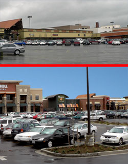 Above: Northgate's neglected, deteriorating east face. Below: Northgate's sexy new west face. Above: Northgate's neglected, deteriorating east face. Below: Northgate's sexy new west face.