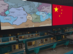 Chinese military strategists plan their assault against Earth's tectonic plates in their top-secret war room in Beijing. Chinese military strategists plan their assault against Earth's tectonic plates in their top-secret war room in Beijing.