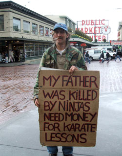 Giving Panhandling Bums What For Giving Panhandling Bums What For