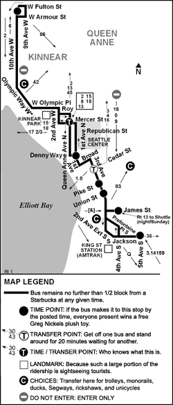 This sample map of a Route 1 through downtown shows just how simple it can be to navigate mass transit in Seattle.