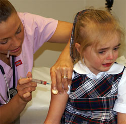 Chrissy Hawkins, 4, eyes red from crying nearly non-stop since her father lost one of his five jobs last week forcing an imminent move to Renton. Her morphine stimulus injection couldn't have come at a better time.