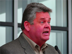 Mayor Nickels' face turned a deep shade of red as he passionately railed against environmental waste on Friday.