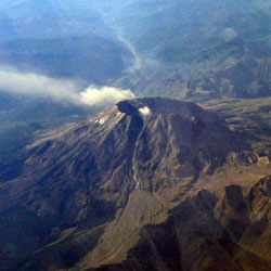 Mt. St. Helens in 2004 shortly after it began expelling 150 times the legal limit of sulfur dioxide.