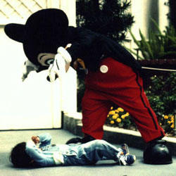 A naughty child receives a well-deserved scare at the hands of a skilled Disney fright operative. A naughty child receives a well-deserved scare at the hands of a skilled Disney fright operative.